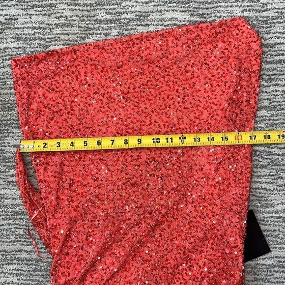 NWT Retrofete Esme Embellished Sequin Draped Mini Dress in Calypso Coral XL - Picture 9 of 13